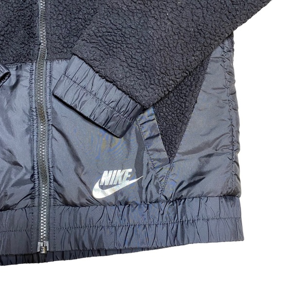 Nike Sportswear Hooded Sherpa Jacket - Black - Girl's Size Large - Picture 5 of 9